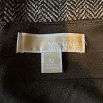 Michael Kors Michael Brown Tweed Pencil Skirt Goldtone Zippered Pockets 10 Photo 12