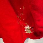Holiday Time Red Fleece Christmas Snowman Caroler embroidered sweatshirt Photo 2