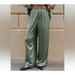Daily Drills Pants Womens XS Lagoon Green Silky Resort Satin Lounge Wide Leg Photo 7