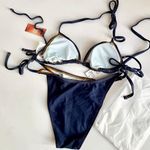 Cupshe NWT  X JoJo Escaping Denim Effect Bikini Top & Side Tie Bottoms Set Blue S Photo 7
