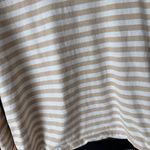 H&M  long sleeve tee beige striped cotton jersey top cropped crewneck neutral Photo 5