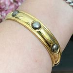 Liz Claiborne Vintage  2-tone Gold Gunmetal Stud Embellished Bangle Bracelet Photo 1