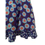 Kate Spade  Tangier Blue Floral Double Layer Silk Skirt Tiered 2 EUC Dressy Mini Photo 2
