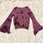 American Eagle Soft & Sexy Dark Purple Tie Dye Bell Sleeve Blouse Top Size Small Photo 3