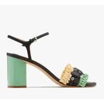 Kate Spade  Bora Bora Heel Black Natural Mint Crochet Raffia Size 5 NIB Vacation Photo 1