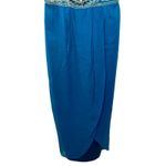 NWT Mandalay Turquoise Blue Silk Beaded Sequin Midi Evening Gown Dress Womens 4 Photo 3