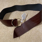 Women’s Barkwood Brown Wide Belt with Gold Buckle S NWT Photo 0