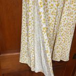 Wide leg slit tie front pants in floral yellow White Photo 2