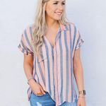 American Eagle striped button down shirt SZ L Photo 6