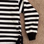 A New Day Black and White Striped Pullover Crew Neck Sweatshirt Photo 1