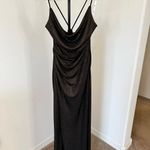 DB Studio evening dress size 4 Bronze Gold glitter shimmer Cowl neck high slit Brown Photo 7