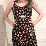 Farm Rio Retro Ditsy Floral Pin up Style Wide Leg Jumpsuit, Black, Size 6 Photo 0