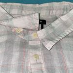 DKNY Linen plaid short sleeve button down 1 chest pocket pink gray white size 2X Photo 2