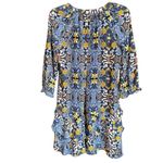 Loft  Ann Taylor Blue & Yellow Floral Drop Waist Ruffle Dress Size Small Petite Photo 5