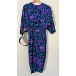 All that jazz Vintage  80s 90s Womens Dress Teal Purple Rose Floral S Belt Fitted Photo 3