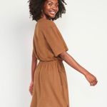 Old Navy Waist-Defined Short-Sleeve Linen-Blend Mini Dress Size Large Photo 1