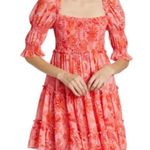 Cinq a Sept Jackie Pink & Red Smocked Floral Mini Dress Size 6 Photo 0