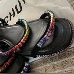 Schutz : Loule Nubuck Flat Sandal! Black leather, multicolor details $35 Photo 9