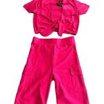 Love j Top And Short Set Womens Size Med Pink Silky Halter Stretch Shorts NEW Photo 0