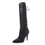 BCBGeneration Women’s BCBG ERINN black sueded knee high lace up heeled boots size 8 Photo 1