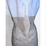 Eliza J Cream Taupe Crinkled Taffeta Jeweled Waist Double V Knee Length Dress 12 Photo 6