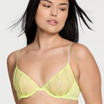 Victoria's Secret NWT  Sheer Shine Low-Cut Demi Bra Citron Glow 36D Mermaidcore Photo 0