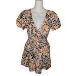 American Eagle Linen Blend Women's Floral Wrap-Front Romper Size Xs Photo 1