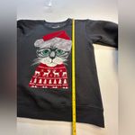 Hanes Vintage Merry Xmas Cat Santa Claus Sweatshirt Big Logo Women Small Black Photo 7