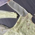 Party wear Indian Designer Maxi Anarkali 3pc suit Wedding Pakistani gown Yellow Size L Photo 11