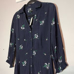 Ann Taylor  Factory Dress Navy Blue Long Sleeve Size 2 NWT Button Front Collared Photo 0