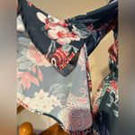 Cherish  Blues Pinks Floral Print Short Romper Bell Sleeves Cold Shoulder… Photo 6