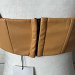 ZARA Tan Faux Leather V Neck Cropped Corset Top Photo 12