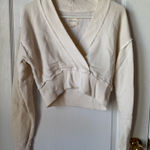 American Eagle  Cream Wrap-Style Cropped Sweater Photo 0
