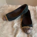 Tory Burch Pacey Driver Green Suede Snakeskin Cap Toe Ballet Flats Size 6.5 M Photo 0