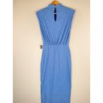 Saylor NWT Dress Blue Fione Plisse Maxi Crinkle Pleat Blouson Slit Stretch XS Photo 8