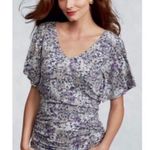 CAbi  Floral Flutter Sleeve Multicolored Chic Business Casual Blouse Size XS Photo 1