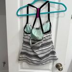 Nike Racerback Women's Black and White Striped Built in Bra Top Size 10 Photo 3