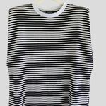 Boohoo NWT Women’s Sz.4 Stripe Padded Shoulders Tank Top Black & White Viscose Photo 4