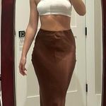 Bershka Long Brown Satin Skirt Photo 0