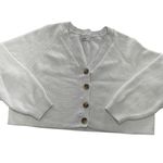 Hollister Cardigan Sweater Womens Large White Soft Ribbed Button Cropped V Neck Photo 0