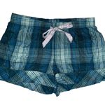 Victoria's Secret  Lounge SHORTS Sleepwear Green Flannel Silver Metallic Size XS Photo 4