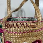 Handmade Vintage Multicolor  Lined Straw Bag W/ Beaded Flip Flops Photo 2