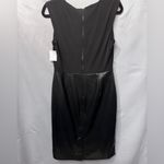 Calvin Klein  faux leather black dress. Ruched side, jersey top size 12. NWT Photo 6