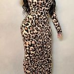 Leopard Print Long Sleeve Dress Black Size XL Photo 2
