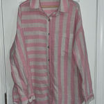 fab'rik Fab’rik Pink And White Striped Oversized‎ Button Up Top Photo 0