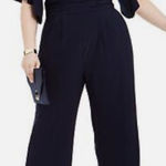 Jessica Howard Plus Size Navy Surplice Ruched Jersey Jumpsuit in 2X Photo 0