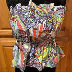 Anthropologie ‎ Diana Ruffled Smocked Strapless Tube Top Abstract Print Size XS Photo 6