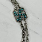 Faux Turquoise Studded Square Silver Chain Link Belt One Size (OS) ✨ Photo 5
