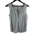 Eden & Olivia  M Sleeveless Baja Striped Button Back Top in Blue White Photo 1