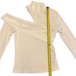 Micas White Ribbed Off Shoulder Long Sleeve Shirt Small Photo 5